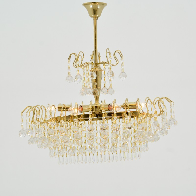 Oval 10 Lights Gold Chandelier