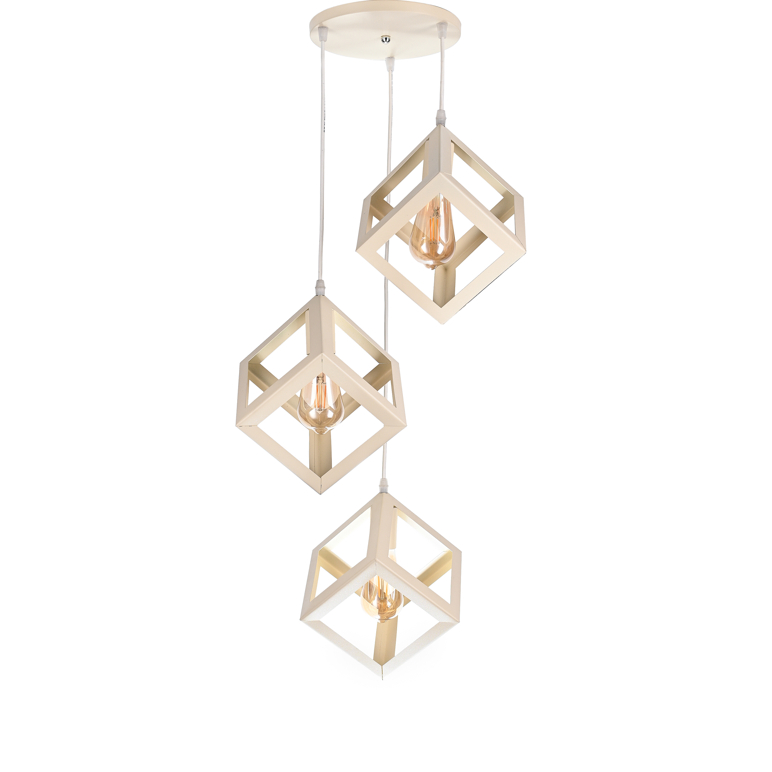 Jodz 3 Lights Beige Pendant