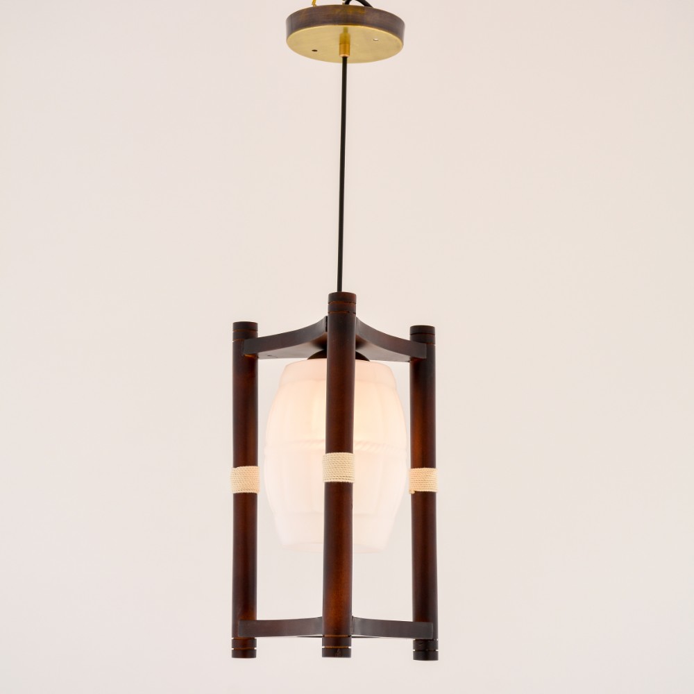 Barrel 1 Light Wood Brown Pendant