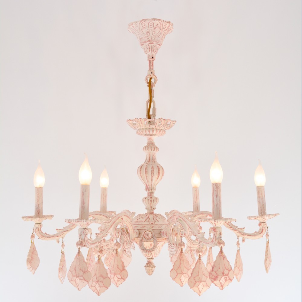 wavey 6 Lights Whitey Rose Chandelier