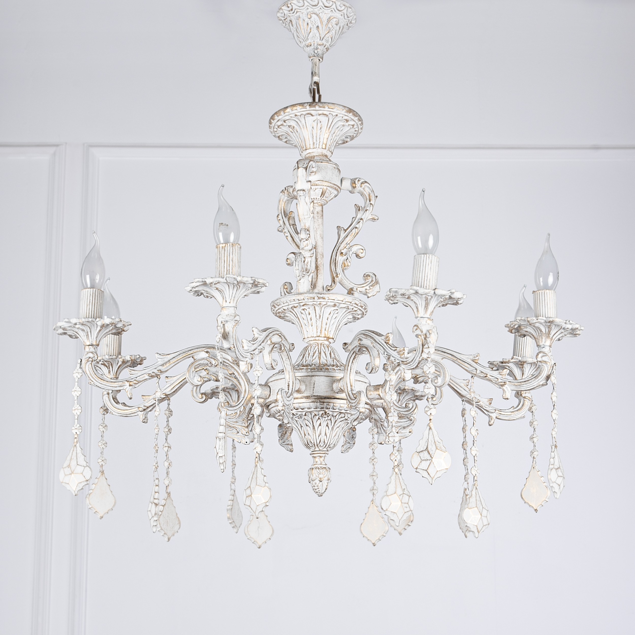 villa 8 Lights White Chandelier