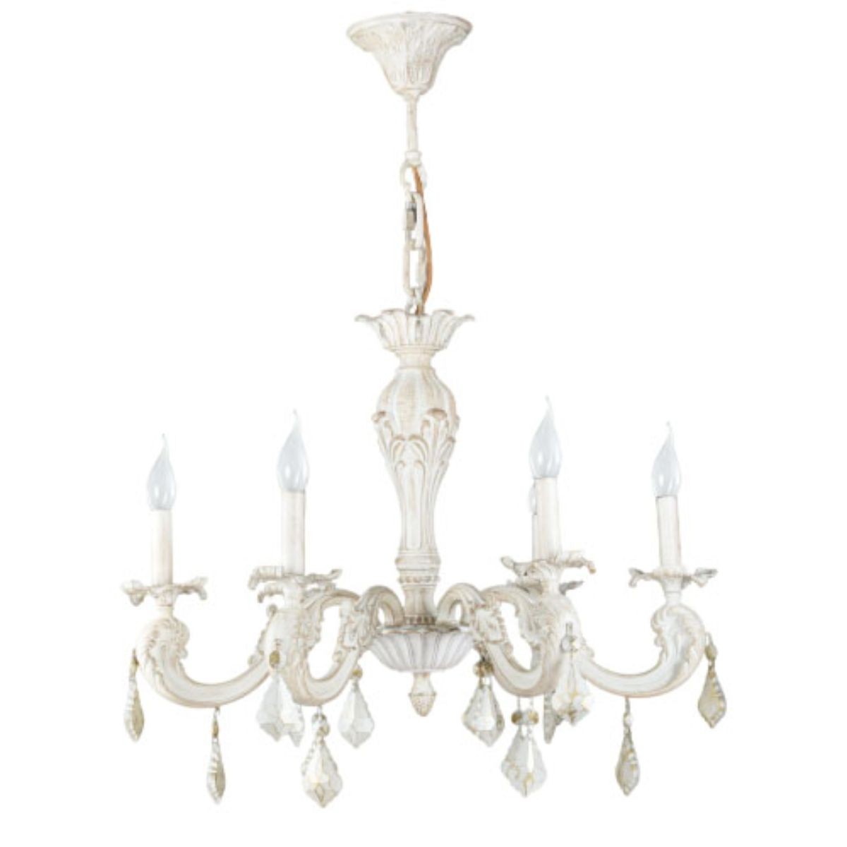 crowns 6 Lights White Chandelier