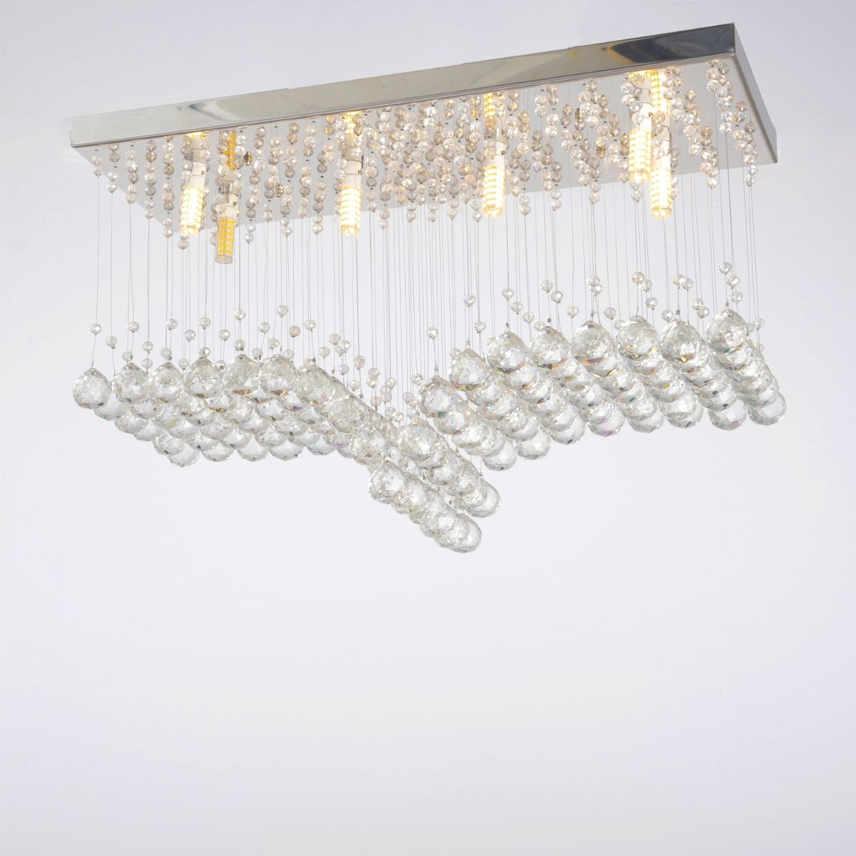 wave 6 Lights Chrome Chandelier