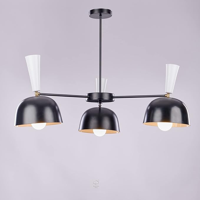 Black Aluminum 3 Lamp Mushroom Pendant