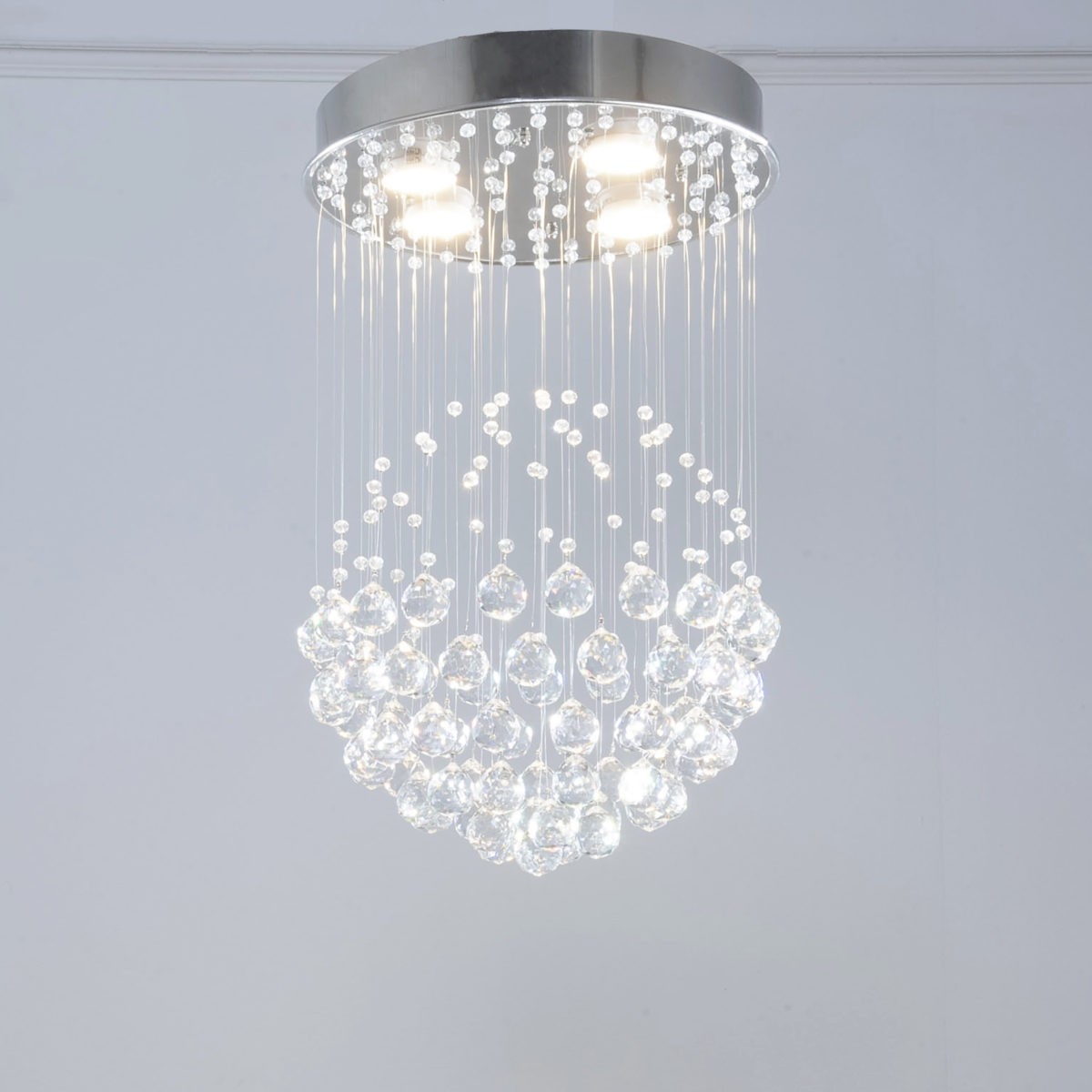 crystal ball 4 Lights Chrome Chandelier